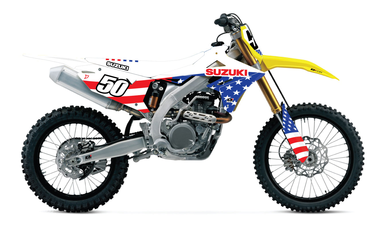 D-COR Complete Kit Usa Suzuki Rmz250/450 Wht Bg - Graphics/Decals