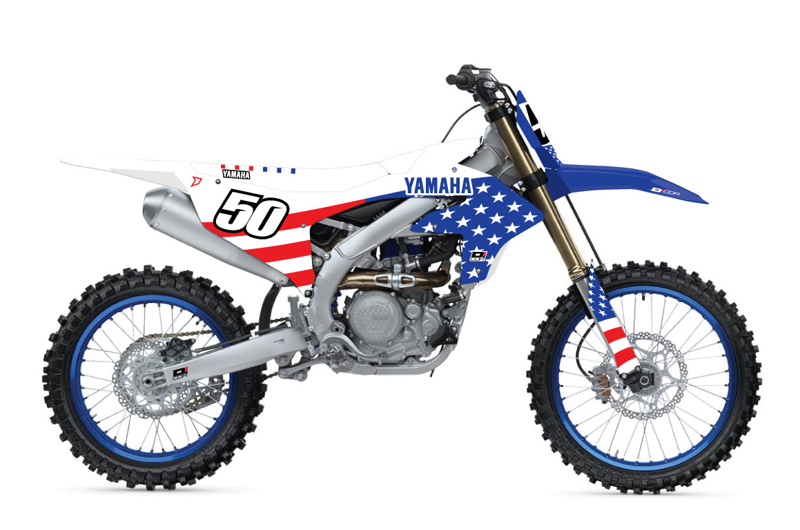 D-COR Complete Kit Usa Yamaha Yzf250/450 Wht Bg - Graphics/Decals