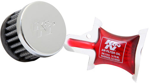 K&n Crankcase Vent Air Filter Direct Mount Chrome Top - Harddrive Products
