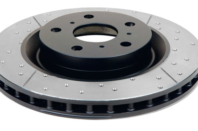 DBA 11-14 Ford Mustang GT (w/Standard Brakes) 3.7L Front Drill & Slot Street Series Rotor w/Blk Hat - Brakes Rotors Pads