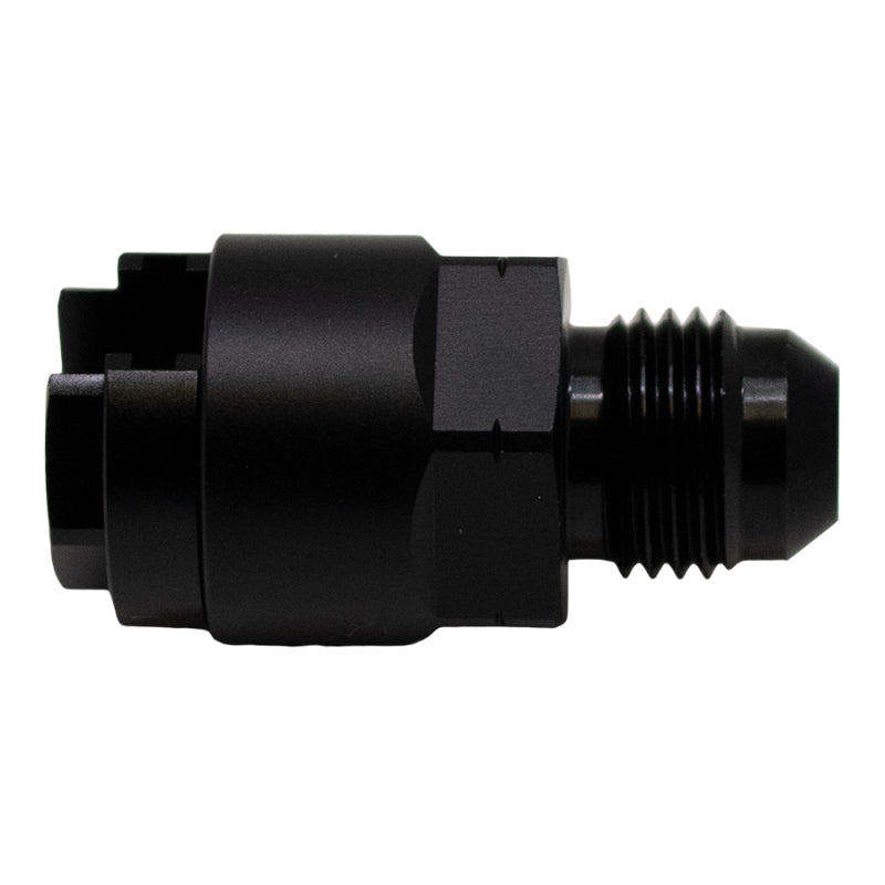 DeatschWerks 6AN Male Flare to 1/4in Female EFI Quick Connect Adapter - Anodized Matte Black - Fuel Delivery