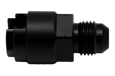 DeatschWerks 6AN Male Flare to 1/4in Female EFI Quick Connect Adapter - Anodized Matte Black - Fuel Delivery