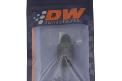 DeatschWerks 6AN Male Flare to 1/4in Female EFI Quick Connect Adapter - Anodized Matte Black - Fuel Delivery