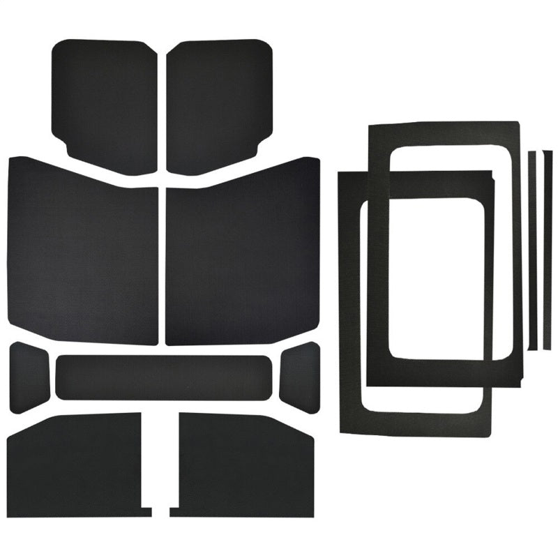DEI 18-23 Jeep Wrangler JL 4-Door Boom Mat Complete Headliner Kit - 13 Piece - Black Leather Look - Roofs & Roof