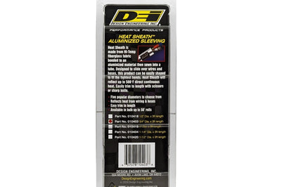 DEI Heat Sheath 3/4in x 3ft - Aluminized Sleeving - Sewn Edge - Engine Components