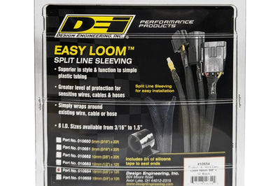 DEI Split Wire Sleeve Easy Loom 16mm-5/8in x 12 Black - Engine Components