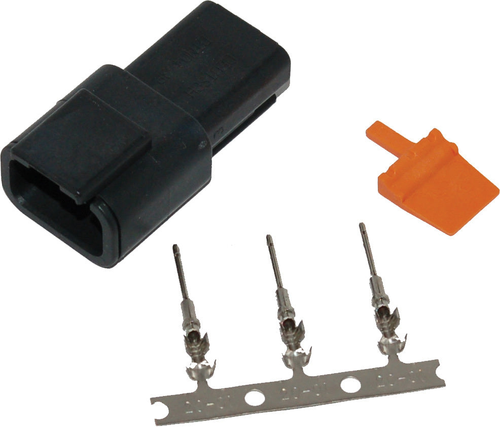 Namz Custom Cycle Deutsch Dtm 3-pin Receptacle W/3 Trmnls/wdglck Hd74103-98bk - Watercraft Collection