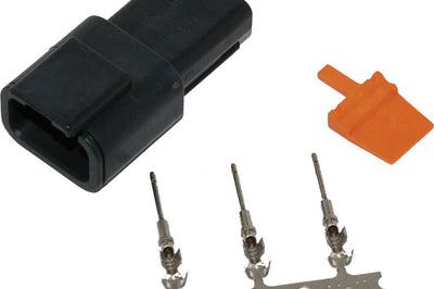 Namz Custom Cycle Deutsch Dtm 3-pin Receptacle W/3 Trmnls/wdglck Hd74103-98bk - Watercraft Collection