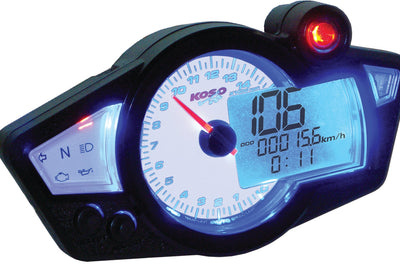 Koso Dl-03sr Digital Gauge Black Bezel - White - Street Collection