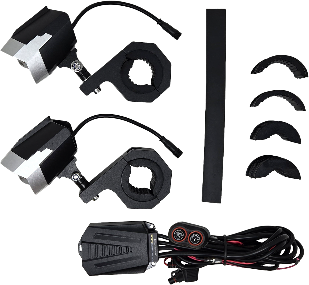 PATHFINDER Dual Switchback Led Lights Silver/Blk Wired Remote Pr