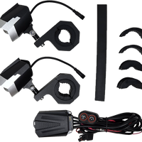 PATHFINDER Dual Switchback Led Lights Silver/Blk Wired Remote Pr