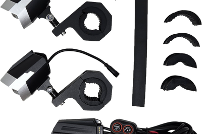 PATHFINDER Dual Switchback Led Lights Silver/Blk Wired Remote Pr
