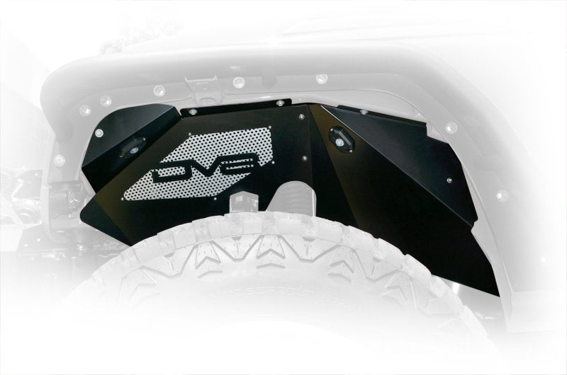 DV8 Offroad 07-18 Jeep Wrangler JK Front Aluminum Inner Fender w/ Rock Lights - Black - Body Armor & Protection
