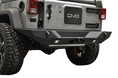 DV8 Offroad 07-18 Jeep Wrangler JK Full Length Rear Bumper w/ Lights - Bumpers Grilles & Guards