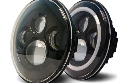 DV8 Offroad 07-18 Jeep Wrangler JK LED Projector Headlights w/ Angel Eyes - Lights
