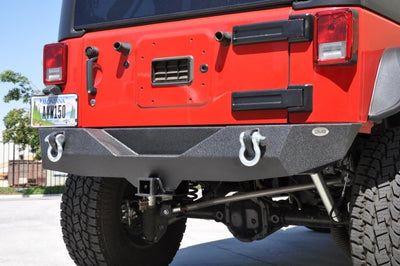 DV8 Offroad 07-18 Jeep Wrangler JK Steel Mid Length Rear Bumper - Bumpers Grilles & Guards