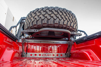 DV8 Offroad 2019 + Jeep Gladiator In-Bed Adjustable Tire Carrier - Roofs & Roof Accessories
