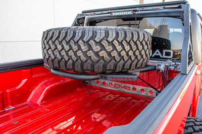 DV8 Offroad 2019 + Jeep Gladiator In-Bed Adjustable Tire Carrier - Roofs & Roof Accessories