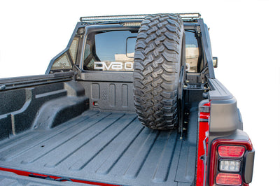 DV8 Offroad 2019 + Jeep Gladiator Universal Stand Up In-Bed Tire Carrier - Roofs & Roof Accessories