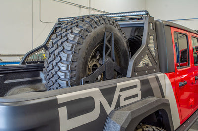 DV8 Offroad 2019 + Jeep Gladiator Universal Stand Up In-Bed Tire Carrier - Roofs & Roof Accessories