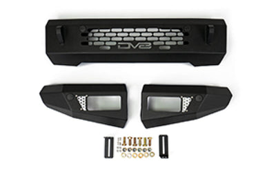 DV8 Offroad 2021 + Ford Bronco Bumper- Accommodates 20in Dual Row Light Bar & (4) 3in Pod Mount - Bumpers Grilles Guards