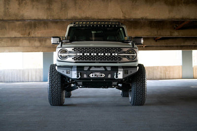DV8 Offroad 2021+ Ford Bronco Front Bumper Winch Capable w/ Optional Bull Bar/Aux Light Opening - Bumpers Grilles &