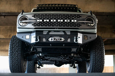 DV8 Offroad 2021+ Ford Bronco Front Bumper Winch Capable w/ Optional Bull Bar/Aux Light Opening - Bumpers Grilles &