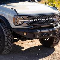 DV8 Offroad 2021+ Ford Bronco Front Bumper Winch Capable w/ Optional Bull Bar/Aux Light Opening - Bumpers Grilles &