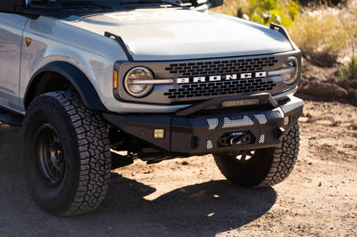 DV8 Offroad 2021+ Ford Bronco Front Bumper Winch Capable w/ Optional Bull Bar/Aux Light Opening - Bumpers Grilles &