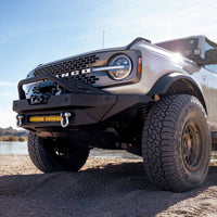 DV8 Offroad 2021+ Ford Bronco Modular Front Bumper Winch Capable w/ Auxiliary Light Mounts - Bumpers Grilles & Guards