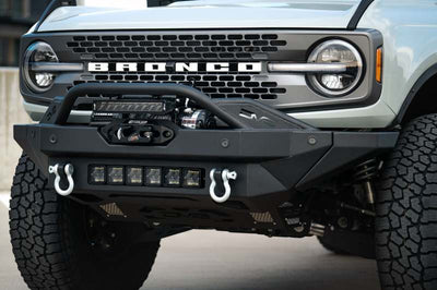 DV8 Offroad 2021+ Ford Bronco Modular Front Bumper Winch Capable w/ Auxiliary Light Mounts - Bumpers Grilles & Guards