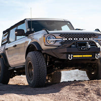DV8 Offroad 2021+ Ford Bronco Modular Front Bumper Winch Capable w/ Auxiliary Light Mounts - Bumpers Grilles & Guards
