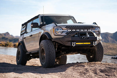 DV8 Offroad 2021+ Ford Bronco Modular Front Bumper Winch Capable w/ Auxiliary Light Mounts - Bumpers Grilles & Guards