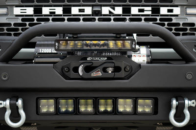 DV8 Offroad 2021+ Ford Bronco Modular Front Bumper Winch Capable w/ Auxiliary Light Mounts - Bumpers Grilles & Guards