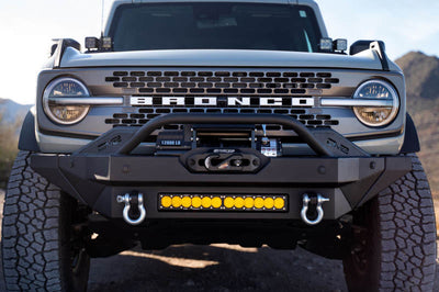 DV8 Offroad 2021+ Ford Bronco Modular Front Bumper Winch Capable w/ Auxiliary Light Mounts - Bumpers Grilles & Guards