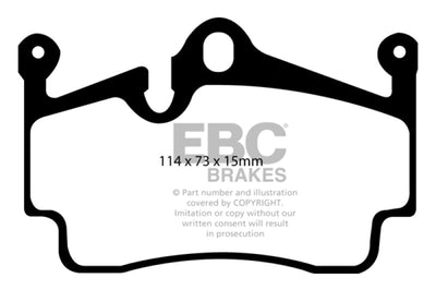 EBC 04-08 Porsche Boxster (Cast Iron Rotors only) 2.7 Yellowstuff Rear Brake Pads - Brakes &
