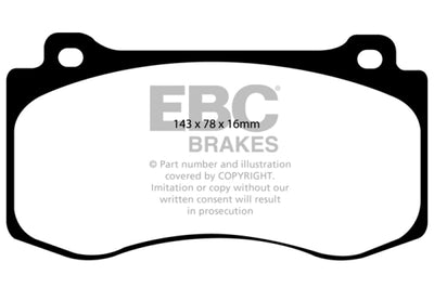 EBC 05-10 Chrysler 300C 6.1 SRT8 Yellowstuff Front Brake Pads (Excl 6 Piston Calipers) - Brakes Rotors &