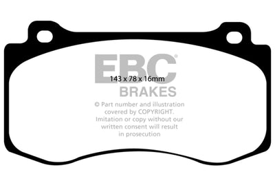 EBC 05-10 Chrysler 300C 6.1 SRT8 Yellowstuff Front Brake Pads (Excl 6 Piston Calipers) - Brakes Rotors &