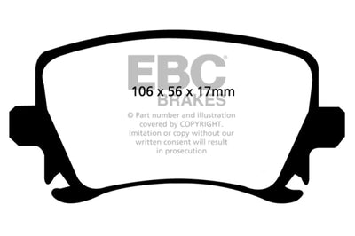 EBC 06-13 Audi A3 2.0 Turbo (Girling rear caliper) Yellowstuff Rear Brake Pads - Brakes Rotors &