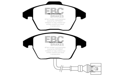 EBC 06-13 Audi A3 2.0 Turbo (Girling rear caliper) Yellowstuff Front Brake Pads - Brakes Rotors &