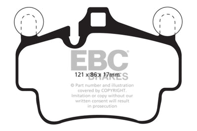 EBC 07-08 Porsche 911 (997) (Cast Iron Rotor only) 3.6 Carrera 2 Yellowstuff Front Brake Pads - Brakes Rotors &