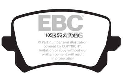 EBC 08-17 Volkswagen Passat CC Yellowstuff Rear Brake Pads - Brakes Rotors &