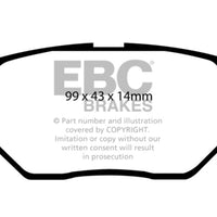 EBC 09-10 Pontiac Vibe 1.8 Yellowstuff Rear Brake Pads - Brakes Rotors &