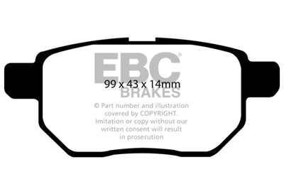 EBC 09-10 Pontiac Vibe 1.8 Yellowstuff Rear Brake Pads - Brakes Rotors &