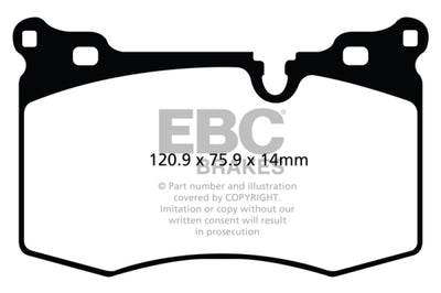 EBC 09-14 Mini Hardtop 1.6 Turbo J.C Works Yellowstuff Front Brake Pads - Brakes Rotors &