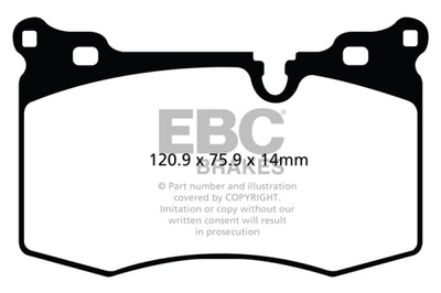 EBC 09-14 Mini Hardtop 1.6 Turbo J.C Works Yellowstuff Front Brake Pads - Brakes Rotors &