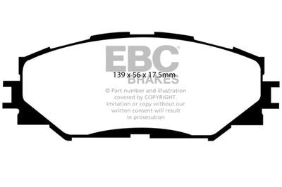 EBC 10-12 Lexus HS250h 2.4 Hybrid Yellowstuff Front Brake Pads - Brakes Rotors &