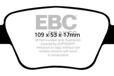 EBC 10-13 Audi A3 2.0 Turbo (Bosch rear caliper) Yellowstuff Rear Brake Pads - Brakes Rotors &
