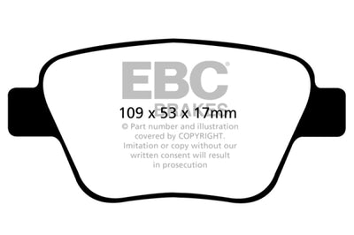 EBC 10-13 Audi A3 2.0 Turbo (Bosch rear caliper) Yellowstuff Rear Brake Pads - Brakes Rotors &