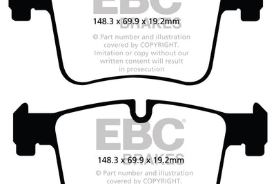 EBC 11 + BMW X3 2.0 Turbo (F25) Redstuff Front Brake Pads - Brakes Rotors &